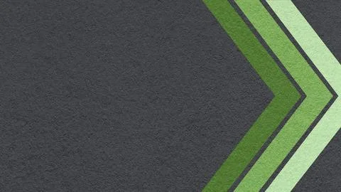 Black paper texture background with green, olive chevron corner stripes and c Stock Illustration