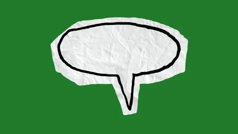 Black Paper Texture Speech Bubbles with White Outline on Green Screen Stock Footage 330467310