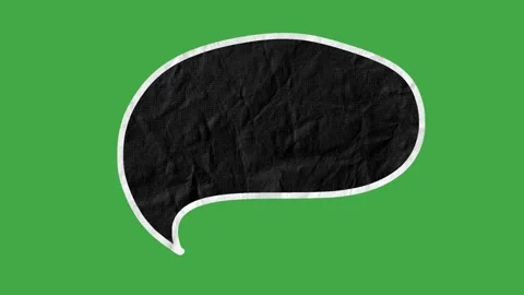 Black Paper Texture Speech Bubbles with White Outline on Green Screen Stock Footage 330467516
