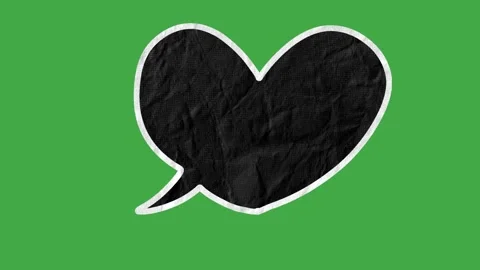 Black Paper Texture Speech Bubbles with White Outline on Green Screen Stock Footage 330467527