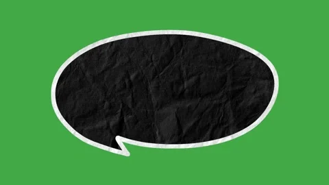 Black Paper Texture Speech Bubbles with White Outline on Green Screen Stock Footage 330467528
