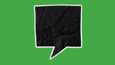 Black Paper Texture Speech Bubbles with White Outline on Green Screen Stock Footage 330467531