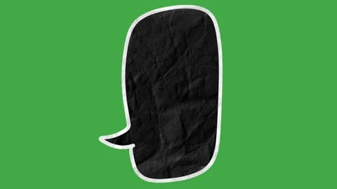 Black Paper Texture Speech Bubbles with White Outline on Green Screen Stock Footage 330467534