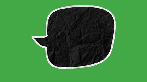 Black Paper Texture Speech Bubbles with White Outline on Green Screen Stock Footage 330467535