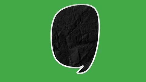 Black Paper Texture Speech Bubbles with White Outline on Green Screen Stock Footage 330467541