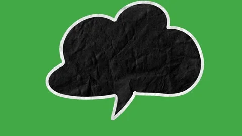 Black Paper Texture Speech Bubbles with White Outline on Green Screen Stock Footage 330467546
