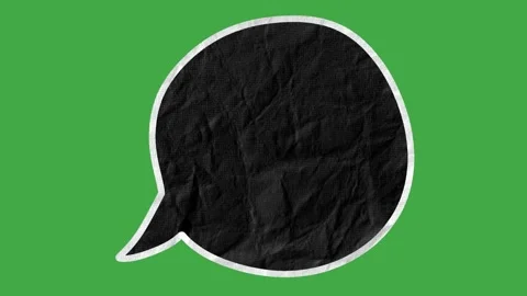 Black Paper Texture Speech Bubbles with White Outline on Green Screen Stock Footage 330467550
