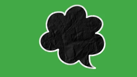 Black Paper Texture Speech Bubbles with White Outline on Green Screen Stock Footage 330467561