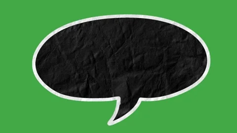 Black Paper Texture Speech Bubbles with White Outline on Green Screen Stock Footage 330467562