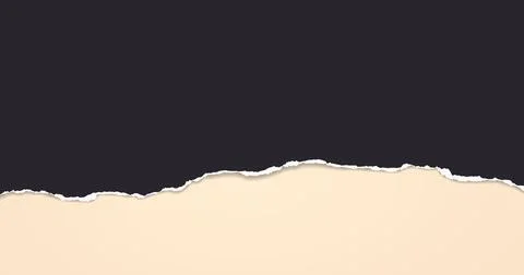Black paper with torn edge and soft shadow is on brown background for text. Stock Illustration