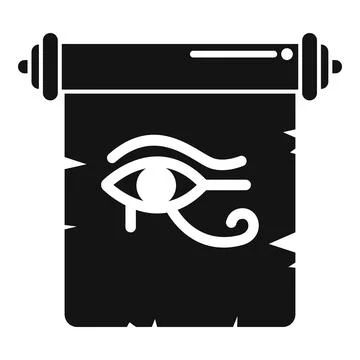 Black papyrus scroll showing eye of horus icon Stock Illustration