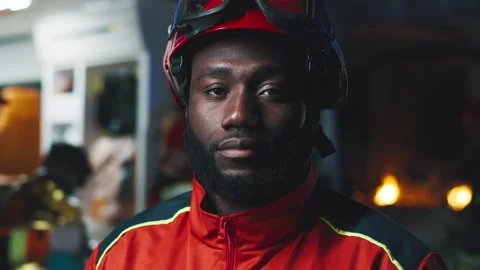 Black paramedic looking at camera Stock Footage 166141315