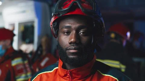 Black paramedic looking at camera 스톡 사진