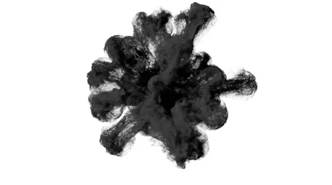 Black particles dust/smoke explosion on white background Stock Footage 60843442