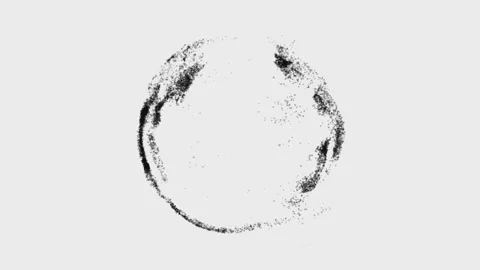 Black particles forming a flowing ring frame on white background Stock Footage 337870366