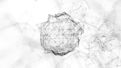 Black particles move slowly against a white background. 3d rendering Stock Footage 95317848