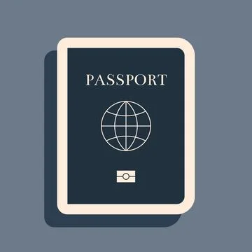 Black Passport with biometric data icon isolated on grey background Stock Illustration