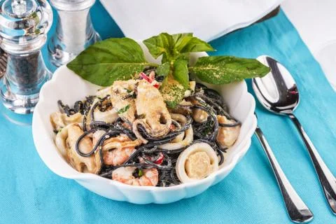 Black paste with squid ink Stock Photos