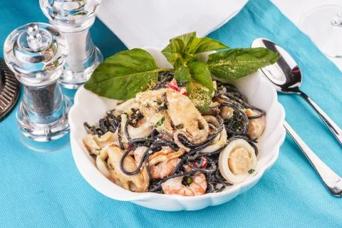 Black paste with squid ink Foto stock