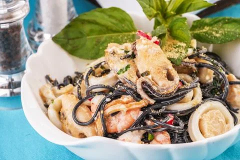 Black paste with squid ink Stock Photos