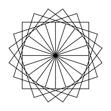 Black pattern abstraction of squares in a circle Illustrazione stock