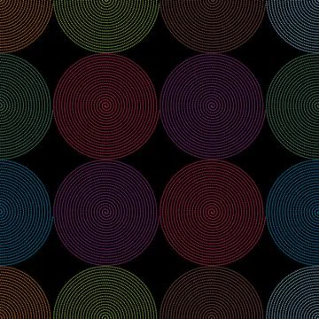 Black pattern with colored circles Stock Illustration