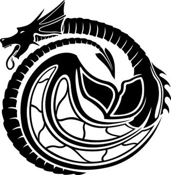 Black pattern with dragon Stock Illustration