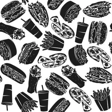 Black Pattern Fast Food I Stock Illustration