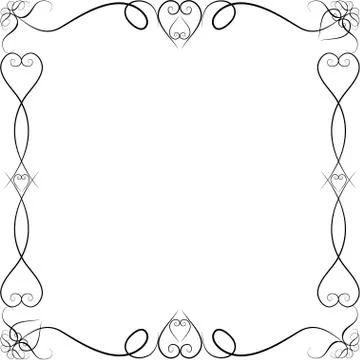 Black pattern, frame with hearts Illustration