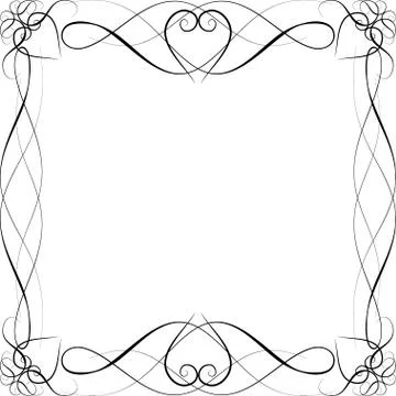 Black pattern, frame with hearts Illustrazione stock