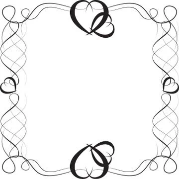 Black pattern, frame with hearts Illustrazione stock