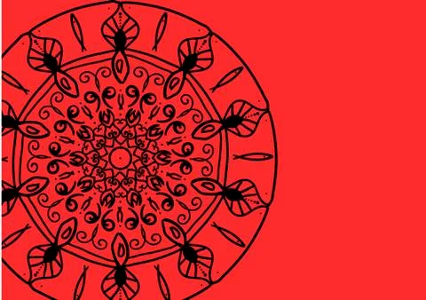 Black pattern on red background Illustrazione stock