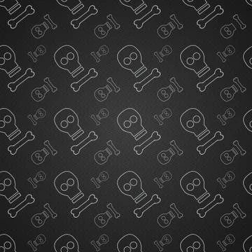 Black pattern with skulls Stock Illustration