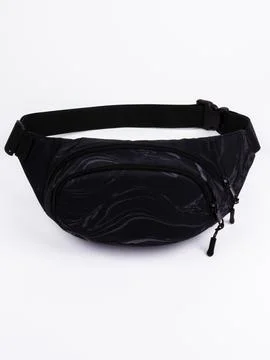 Black patterned waist bag front view Stock Photos