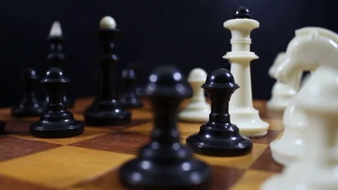 Black pawn is attacking the white queen Stock Footage 77279327