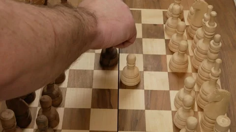 Black pawn attacks white Stock Footage 146888081