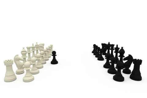Black pawn defecting to white side Stock-Illustration