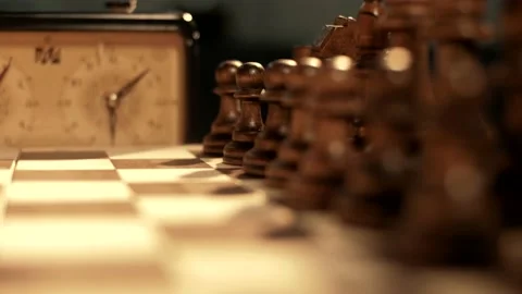 Black pawn move in a chess game. Close-up Stock Footage 156707831