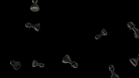 Black Pawn Pieces Falling Loop and Matte Stock Footage 335411269