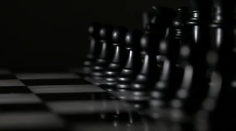 Black Pawns Lined Up on Marble Chess Board 1 Stock Footage 61406424