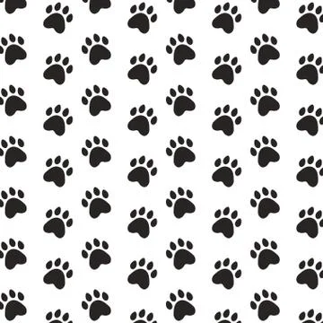 Black paws pet background pattern Illustrazione stock