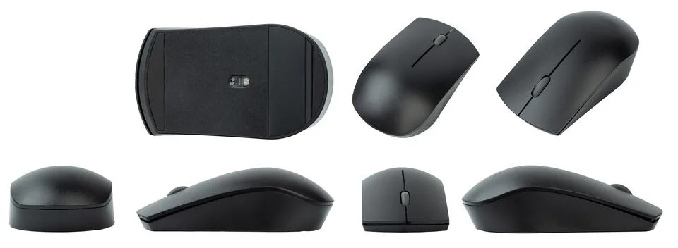 Black pc mouse different view Stock Photos