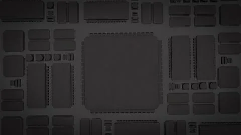 The Black PCB Board for It to Technology concept 3d Rendering. 库存插图