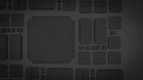 The Black PCB Board for It to Technology concept 3d Rendering. Stock Illustration