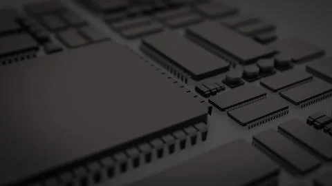 The Black PCB Board for It to Technology concept 3d Rendering. Illustrazione stock