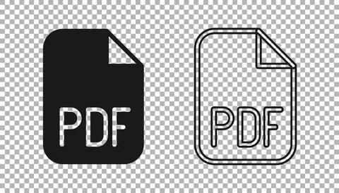 Black PDF file document. Download pdf button icon isolated on transparent 스톡 일러스트