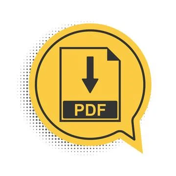 Black PDF file document icon isolated on white background. Download PDF button Illustrazione stock