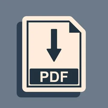 Black PDF file document icon isolated on grey background. Download PDF button Stock Illustration