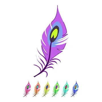 Black peacock feather vector cartoon graphic Stock Illustration