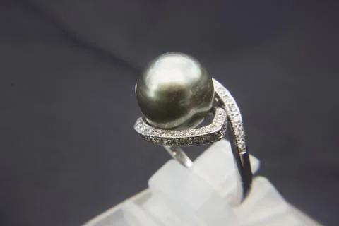 Black pearl ring Stock Photos